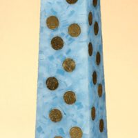 Geldkerze mit Geldeinlage Obelisk 35cm / Terrazzo-hellblau