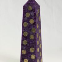 Geldkerze mit Geldeinlage Obelisk 35cm / Terrazzo-lila