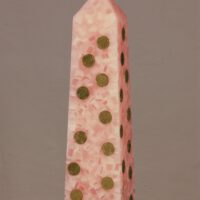 Geldkerze mit Geldeinlage Obelisk 35cm / Terrazzo-rosa