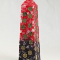 Geldkerze mit Geldeinlage Obelisk 35cm / Farbverlauf rot-schwarz