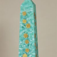 Geldkerze mit Geldeinlage Obelisk 35cm / Terrazzo-türkis