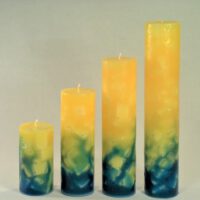 Stumpenkerze rund 5cm / Farbverlauf gelb-blau