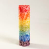 Stumpenkerze rund 7cm / Regenbogen