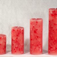 Stumpenkerze rund 7cm / Terrazzo-rot