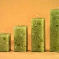 Vierkantkerze / Terrazzo-olive