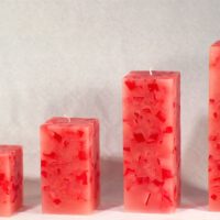 Vierkantkerze / Terrazzo-rot