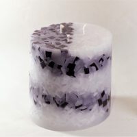 3 Docht Kerze - Spirale elfenbein-schwarz