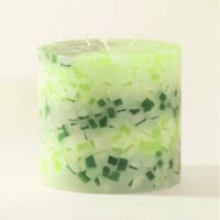 3 Docht Kerze - Spirale hellgrün-dunkelgrün