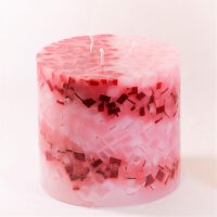 3 Docht Kerze - Spirale rosa-bordeaux