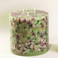 3 Docht Kerze - Terrazzo grün-violett