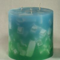 3 Docht Kerze - Farbverlauf hellblau-hellgrün