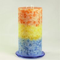 3 Docht Kerze - Terrazzo orange-gelb-blau