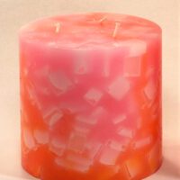 3 Docht Kerze - Farbverlauf rosa-orange