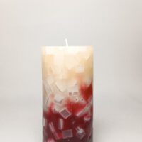 Stumpenkerze rund 7cm / Farbverlauf creme-bordeaux