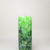 Stumpenkerze rund 7cm / Farbverlauf hellgrün-dunkelgrün