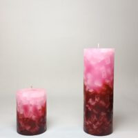 Stumpenkerze rund 7cm / Farbverlauf rosa-bordeaux