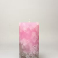 Stumpenkerze rund 7cm / Farbverlauf rosa-grau