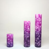 Stumpenkerze rund 5cm / Farbverlauf rotviolett-lila